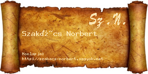 Szakács Norbert névjegykártya